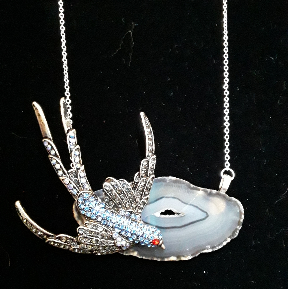 Handmade Agate Swallow Bird Necklace